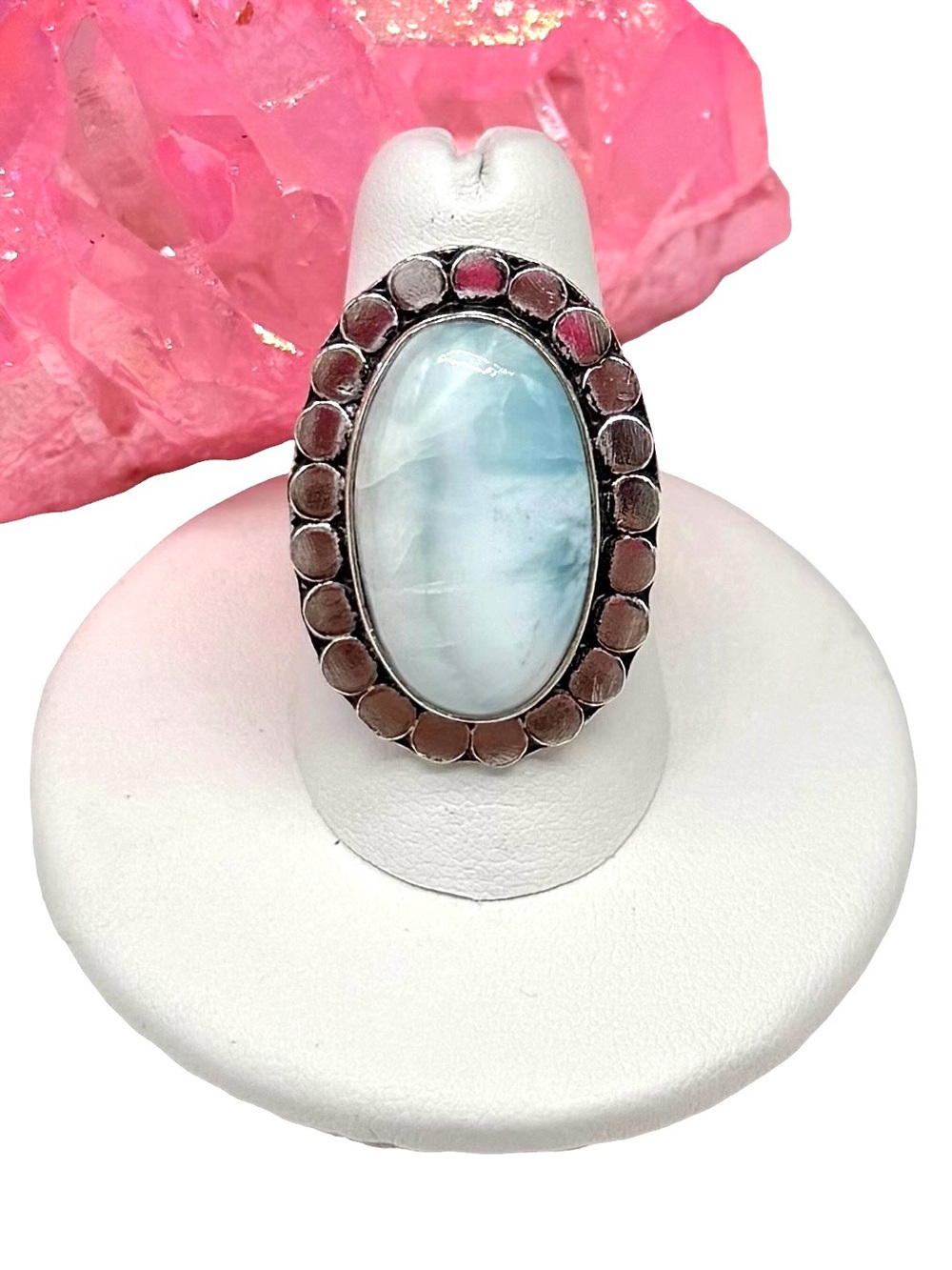 Larimar Ring Size 8.5 925 Sterling Silver Overlay